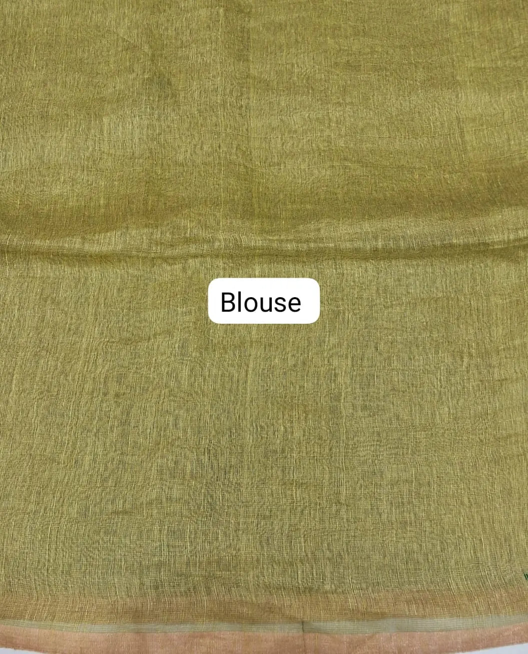 Leaf Green Pure Silk Linen Saree  Blouse