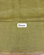 Leaf Green Pure Silk Linen Saree  Blouse
