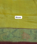 Light Yellow Pure Silk Linen Saree Blouse