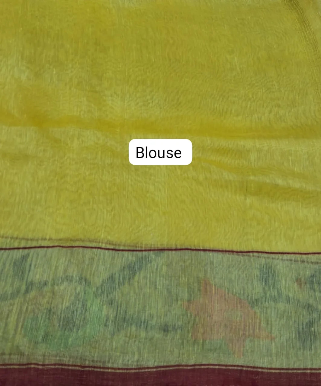 Light Yellow Pure Silk Linen Saree Blouse