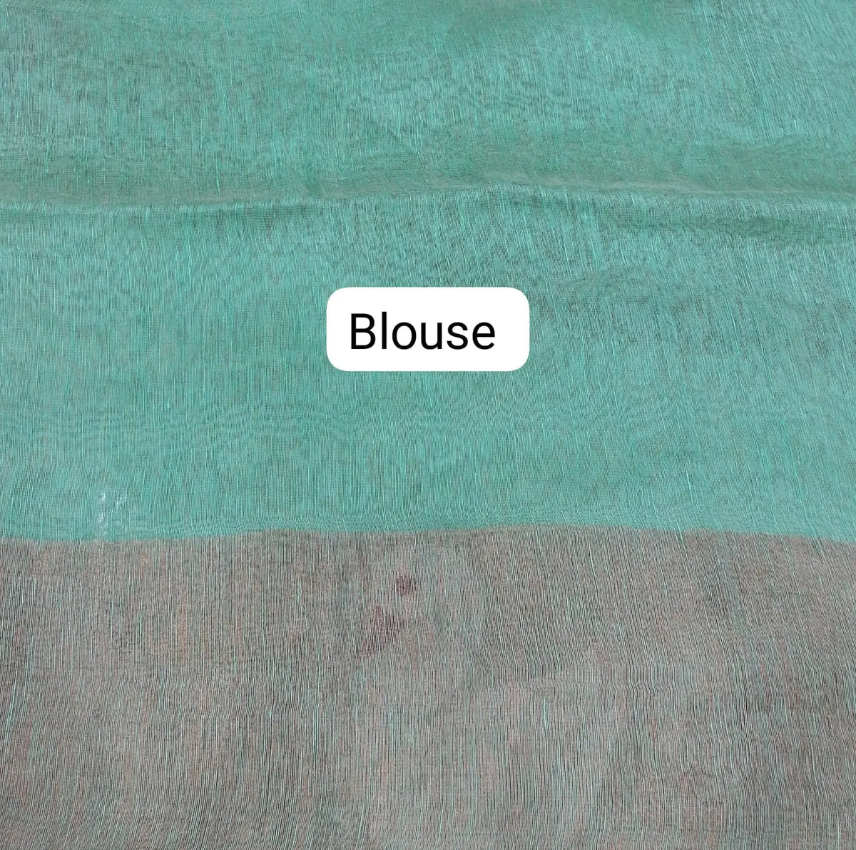 Sea Blue Pure Silk Linen Saree blouse