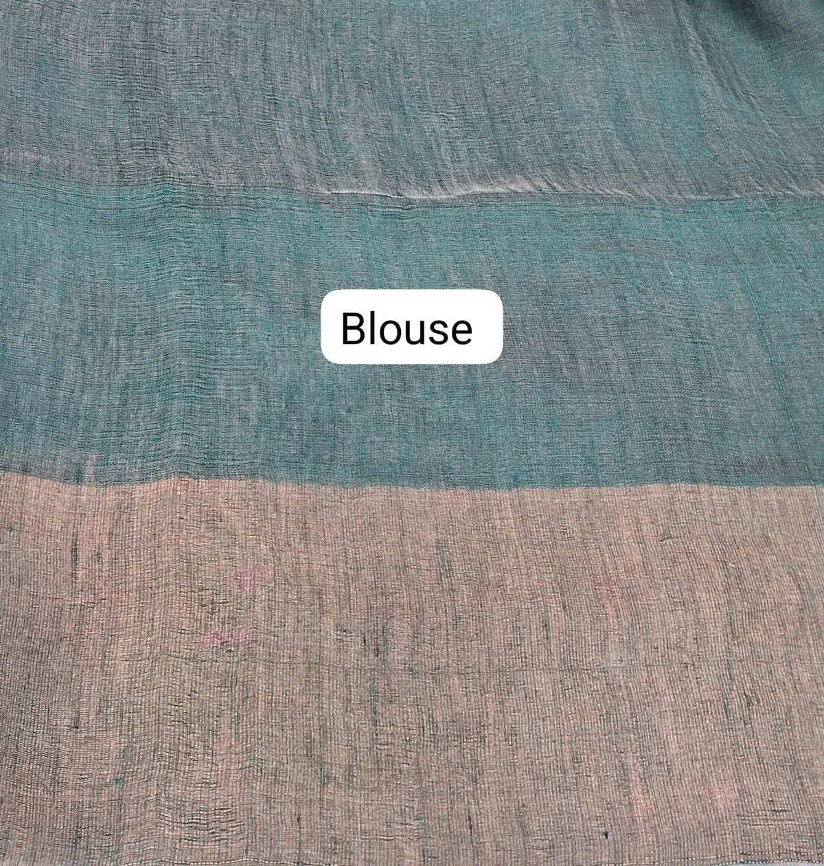Dark Green Pure Silk Linen Saree blouse