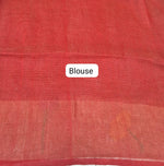 Rust Red Pure Silk Linen Saree blouse