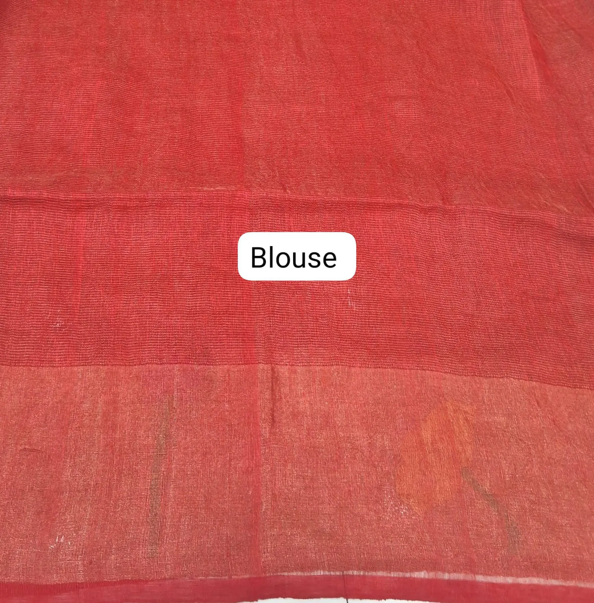 Rust Red Pure Silk Linen Saree blouse