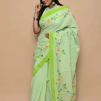 Light Green soft cotton saree