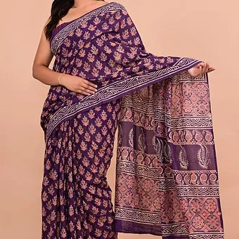 Purple soft cotton saree