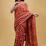 Brick red soft cotton saree 