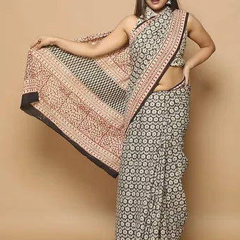 Cream soft cotton saree