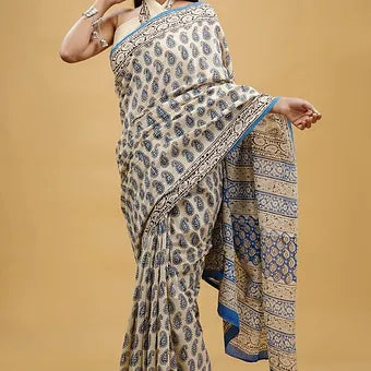 Off white soft cotton saree