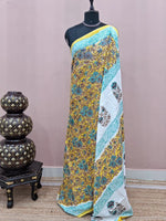 Traditional Yellow soft cotton saree