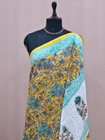 Traditional Yellow soft cotton saree 1