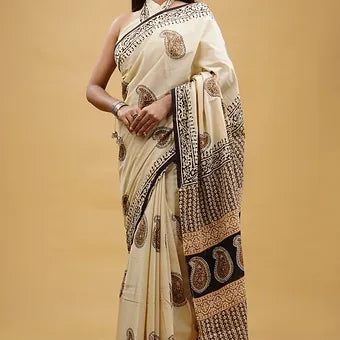 Cream soft cotton saree