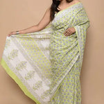 Traditional Pista green soft cotton saree
