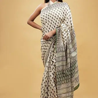 Cream Soft Cotton Saree