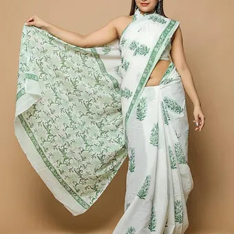 White Soft Cotton Saree