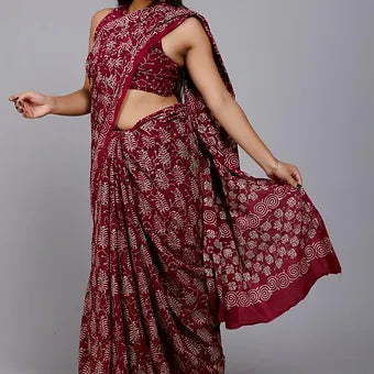 Maroon Soft Cotton Saree