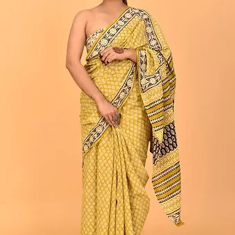 Mustard Yellow Soft Cotton Saree