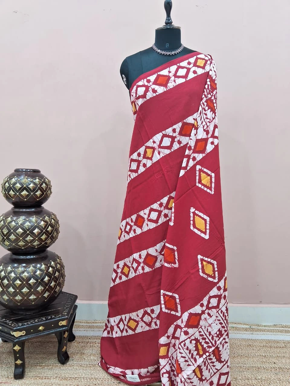 Candy Red Handloom Soft Cotton Saree