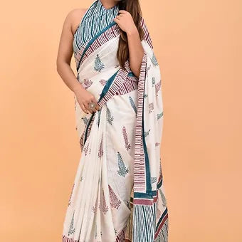 White Soft Cotton Saree