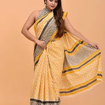 Graceful Cream Cotton Saree -|Elegant Handloom 