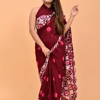 Maroon Soft Cotton Saree