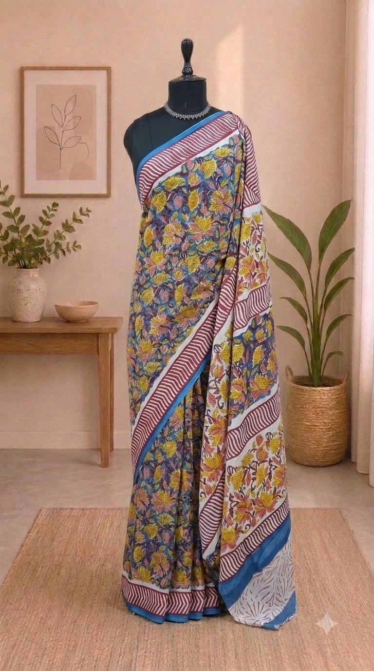 Elegant Lavender Soft Cotton Saree