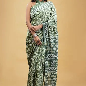 Seafoam Green Soft Cotton Saree