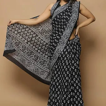 Black Soft Cotton Saree