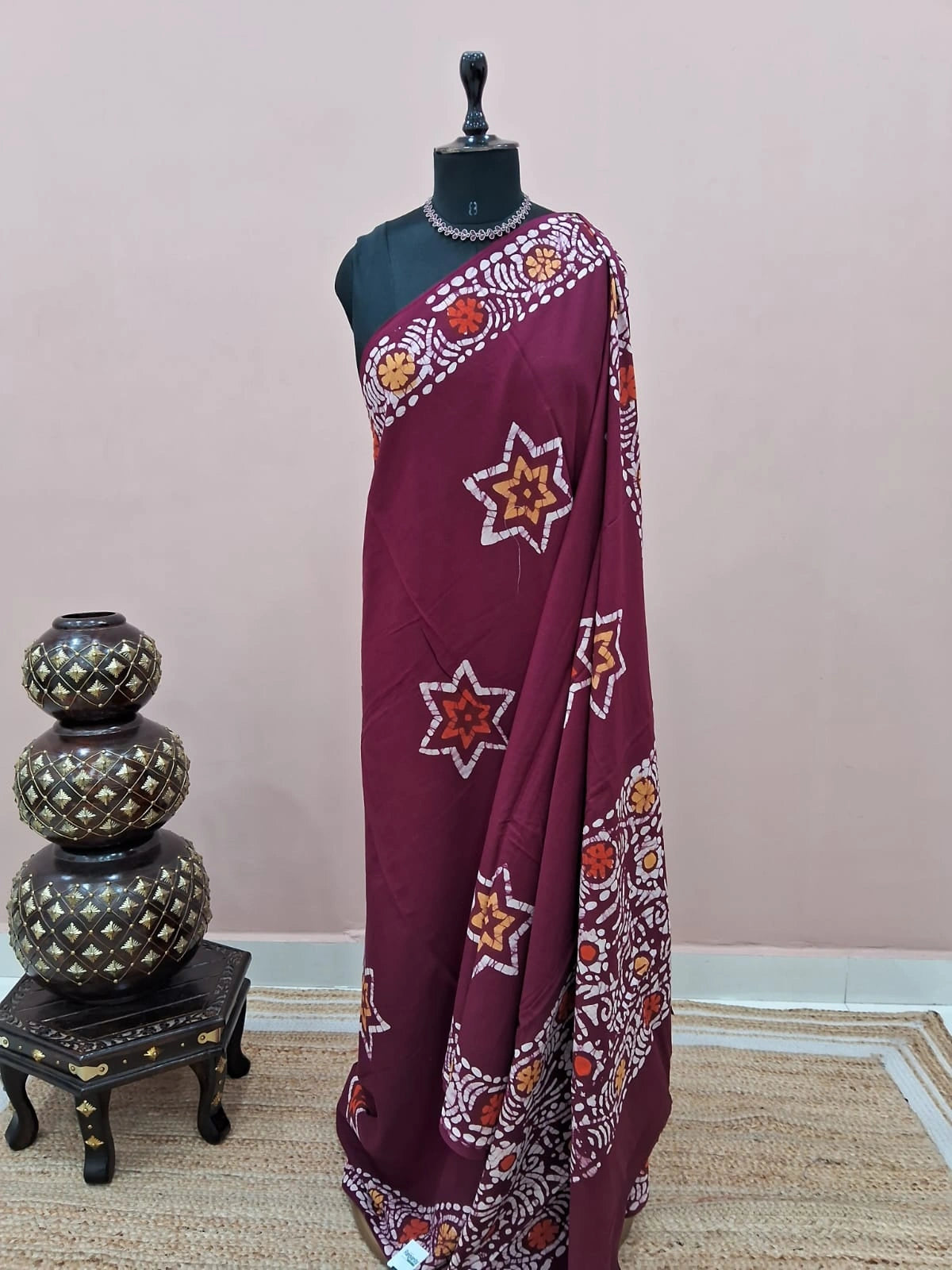  Maroon Handloom Soft Cotton Saree