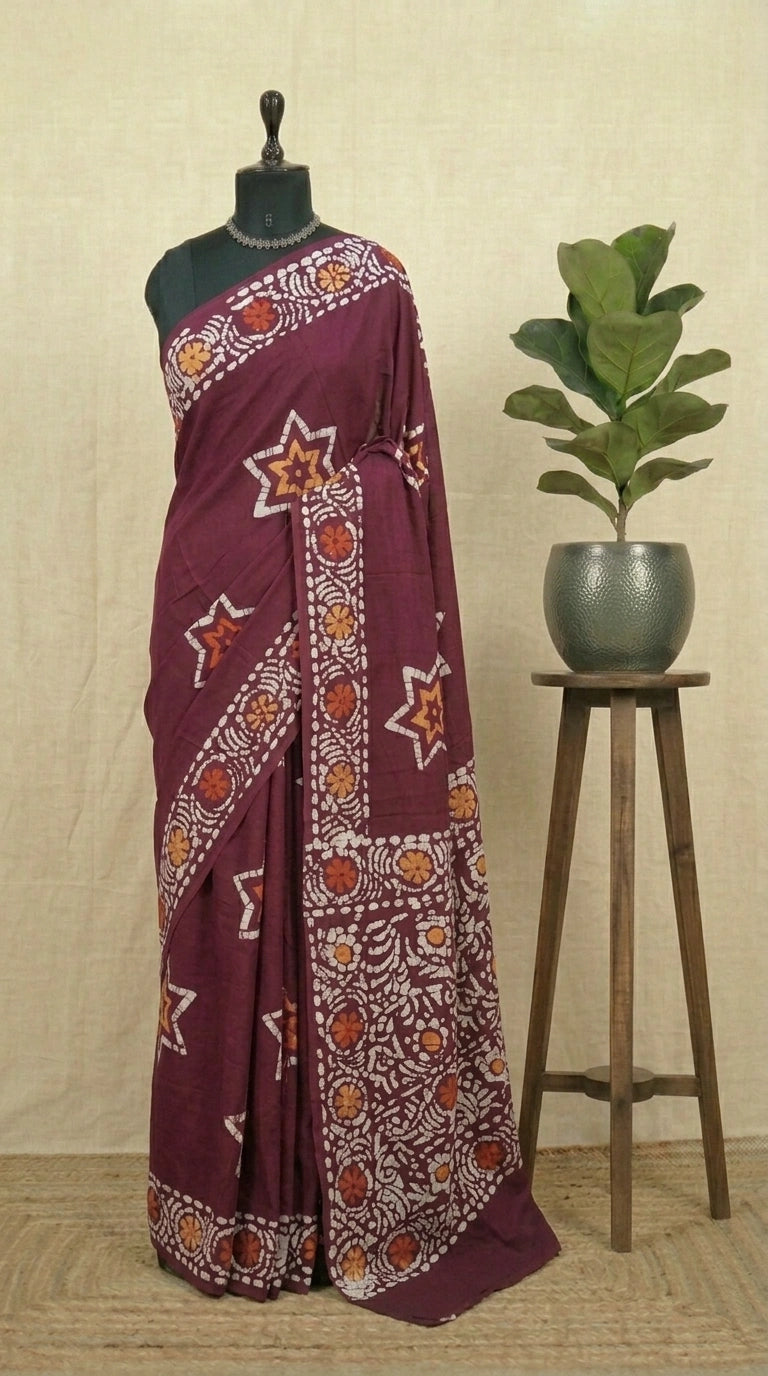  Maroon Handloom Soft Cotton Saree
