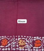  Maroon Handloom Soft Cotton Saree Blouse