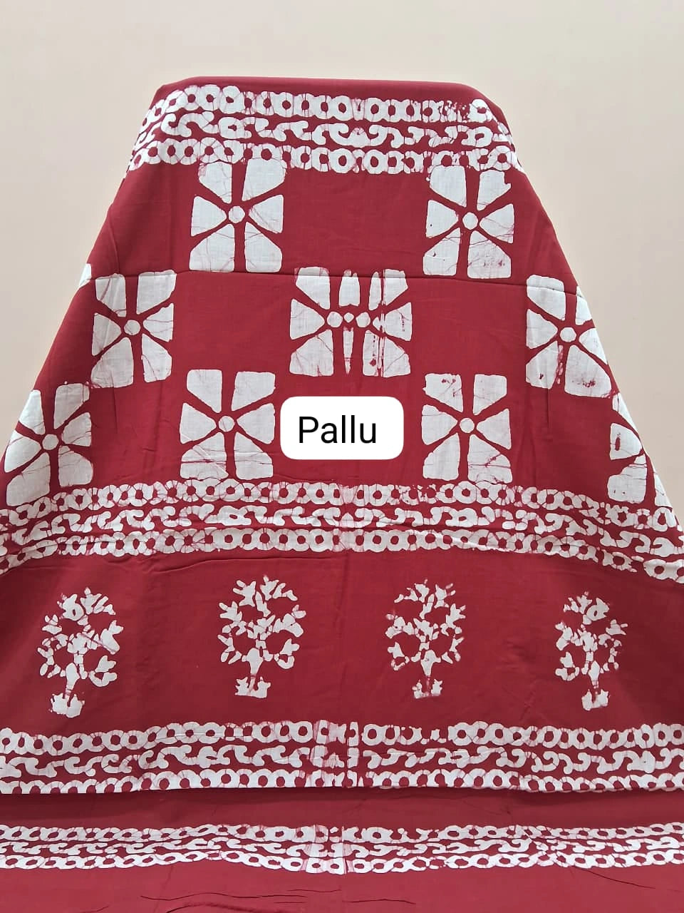 Traditional Candy Red Soft Cotton Saree Pallu