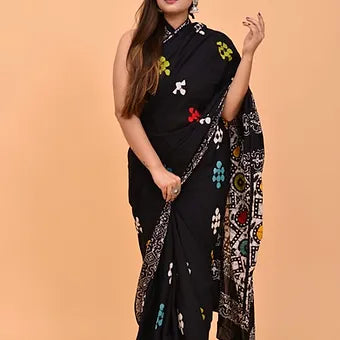 Black Soft Cotton Saree