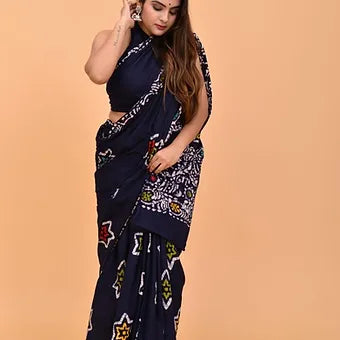 Navy Blue Soft Cotton Saree