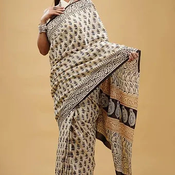 Cream Soft Cotton Saree