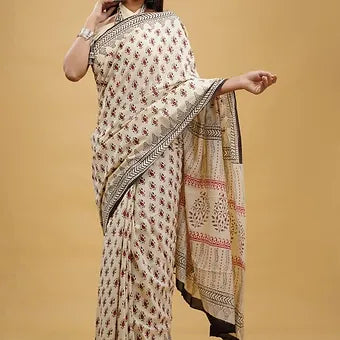 Cream Soft Cotton Saree