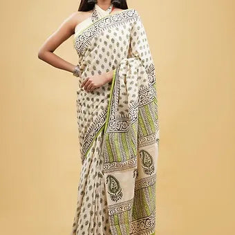 Cream Soft Cotton Saree