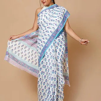 White Soft Cotton Saree