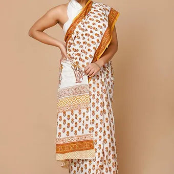 White Soft Cotton Saree