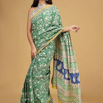 Green Soft Cotton Saree 