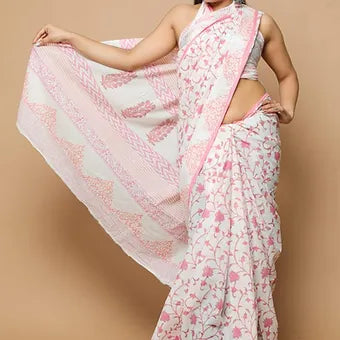 White Soft Cotton Saree 