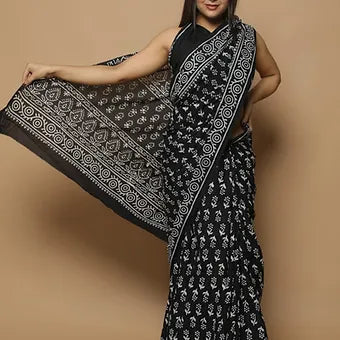 Black Soft Cotton Saree