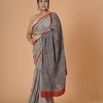 Cream Soft Cotton Saree