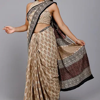 Beige Soft Cotton Saree