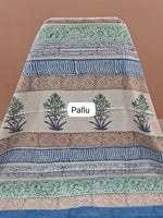 Greyish blue Soft Cotton Saree Pallu