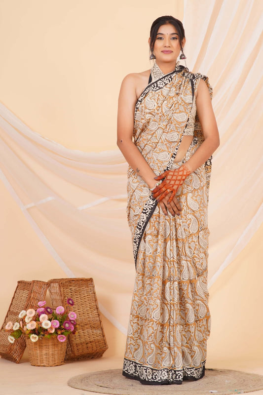 Brown Soft Cotton Saree