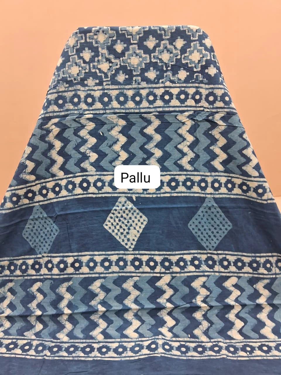 Indigo Blue Soft Cotton Saree Pallu