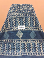 Indigo Blue Soft Cotton Saree Pallu