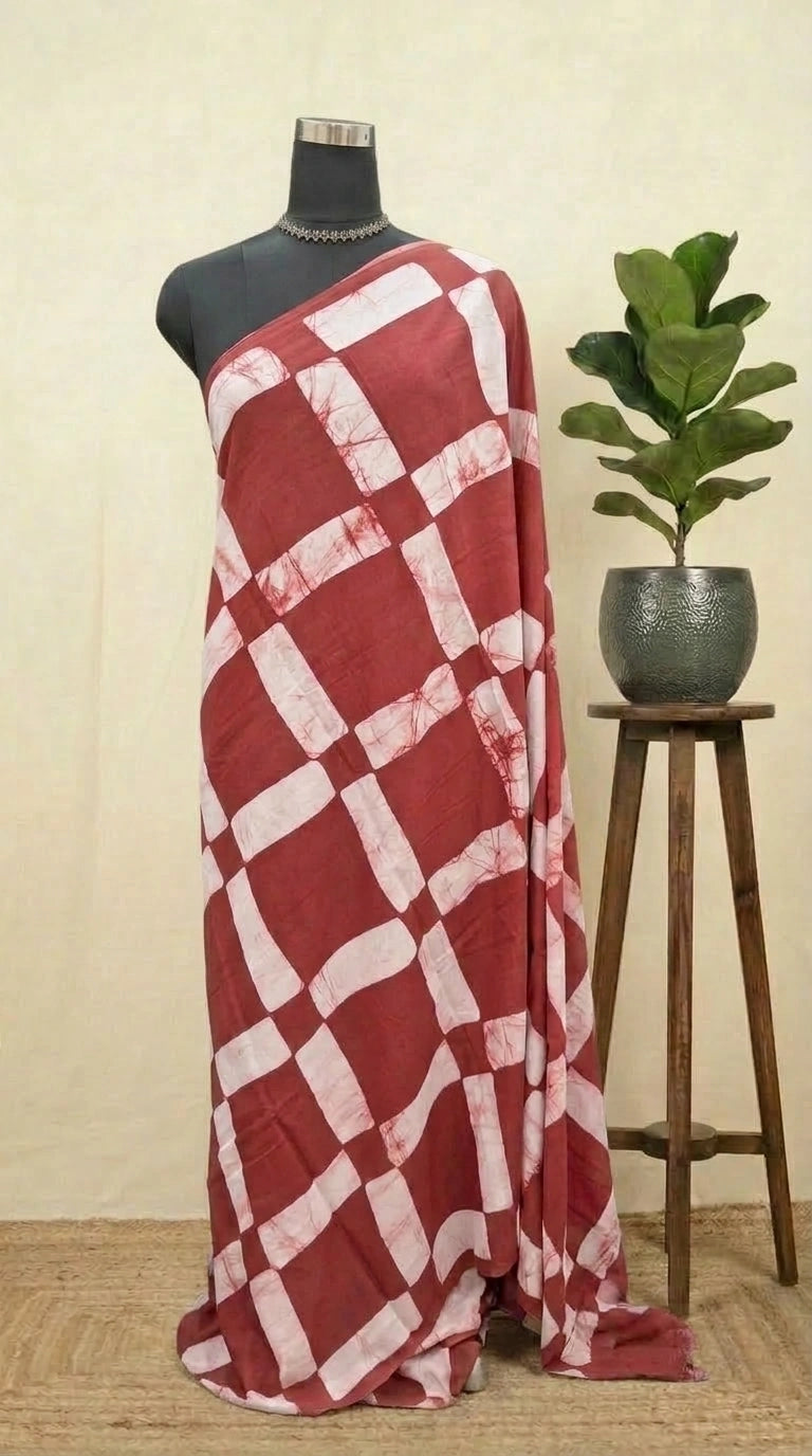Graceful Rust Red Soft Cotton Saree