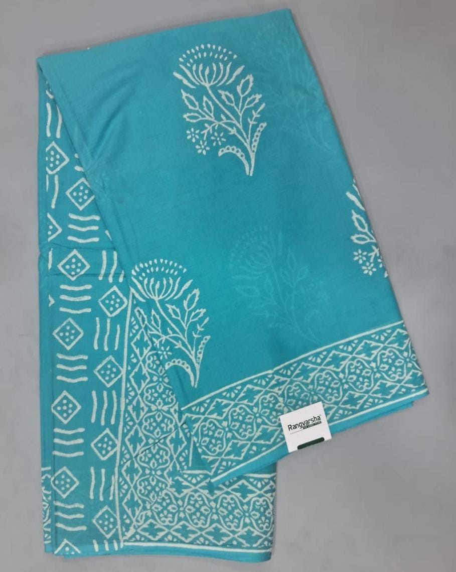 Aqua Blue Soft cotton Saree